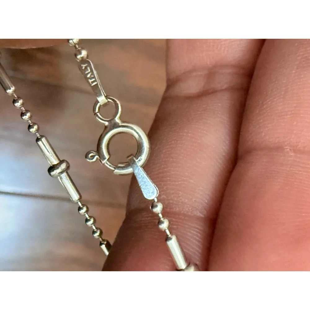 FAS Italy 925 Sterling‎ Silver Ball and Bar Station Bracelet Minimalist Womens